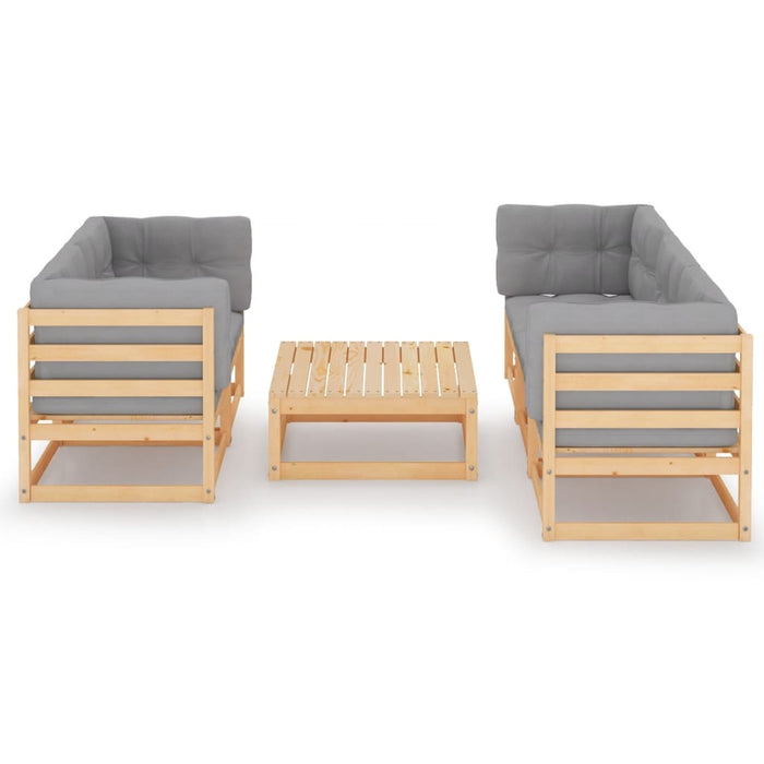 Set mobilier de grădină cu perne, 6 piese, lemn masiv de pin WALTI