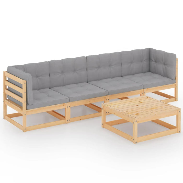 Set mobilier de grădină, 5 piese, cu perne, lemn masiv de pin WALTI