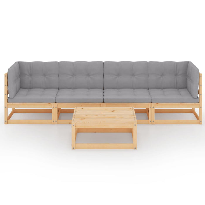 Set mobilier de grădină, 5 piese, cu perne, lemn masiv de pin WALTI