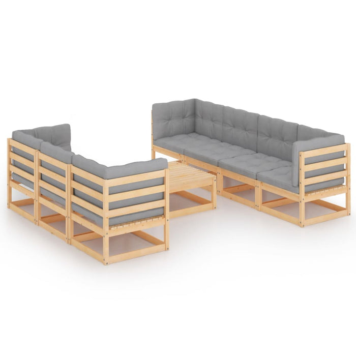 Set mobilier de grădină cu perne, 8 piese, lemn masiv de pin WALTI