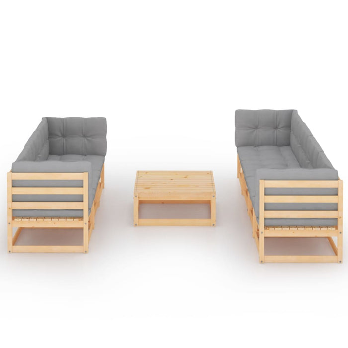 Set mobilier de grădină cu perne, 8 piese, lemn masiv de pin WALTI