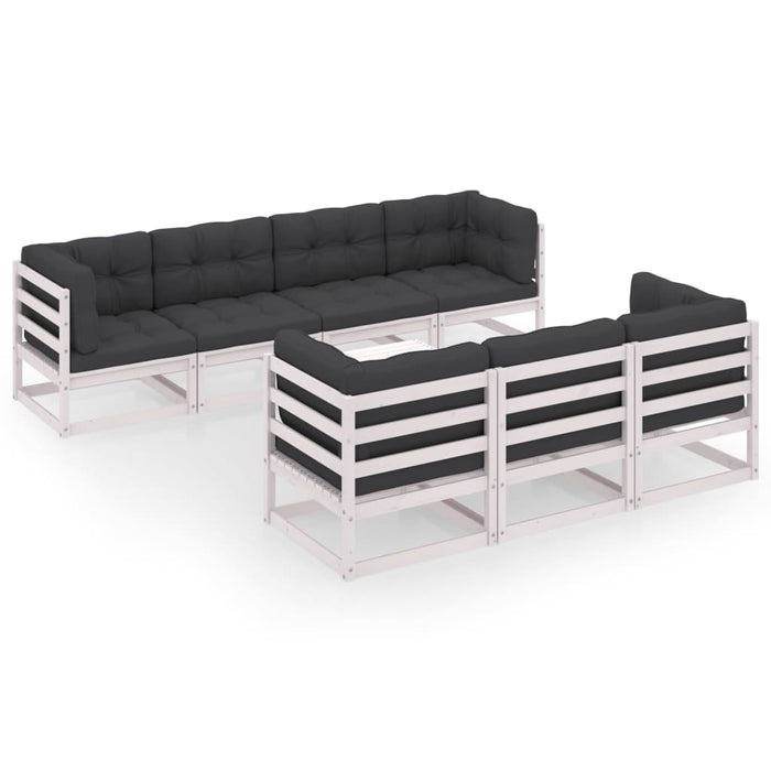 Set mobilier de grădină cu perne, 8 piese, lemn masiv de pin WALTI