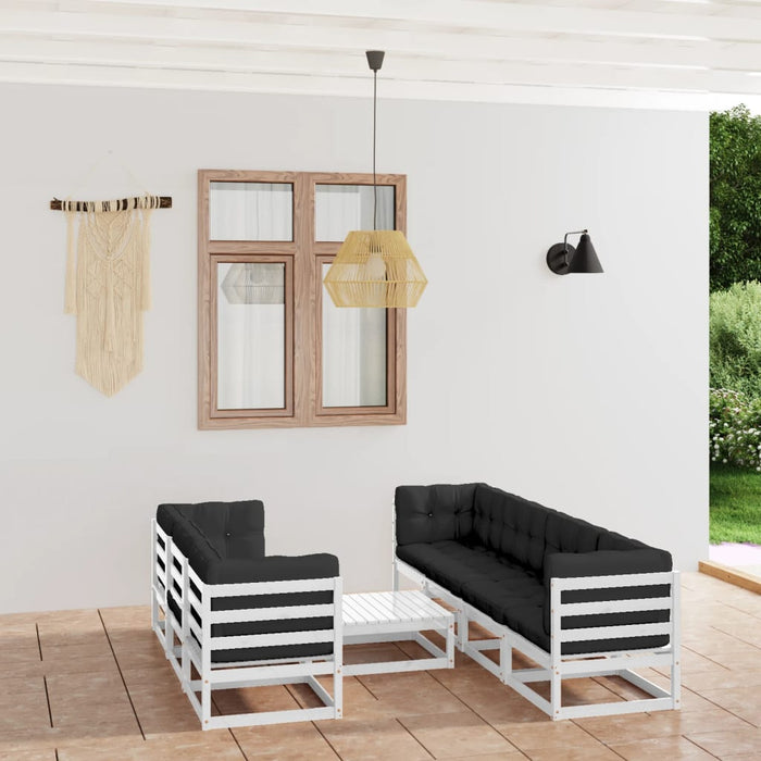 Set mobilier de grădină cu perne, 8 piese, lemn masiv de pin WALTI