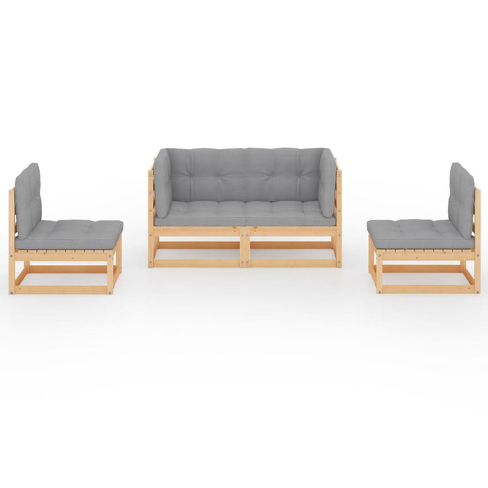 Set mobilier de grădină cu perne, 4 piese, lemn masiv de pin - WALTI WALTI