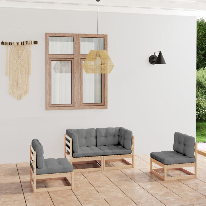 Set mobilier de grădină cu perne, 4 piese, lemn masiv de pin - WALTI WALTI