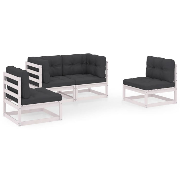 Set mobilier de grădină cu perne, 4 piese, lemn masiv de pin WALTI