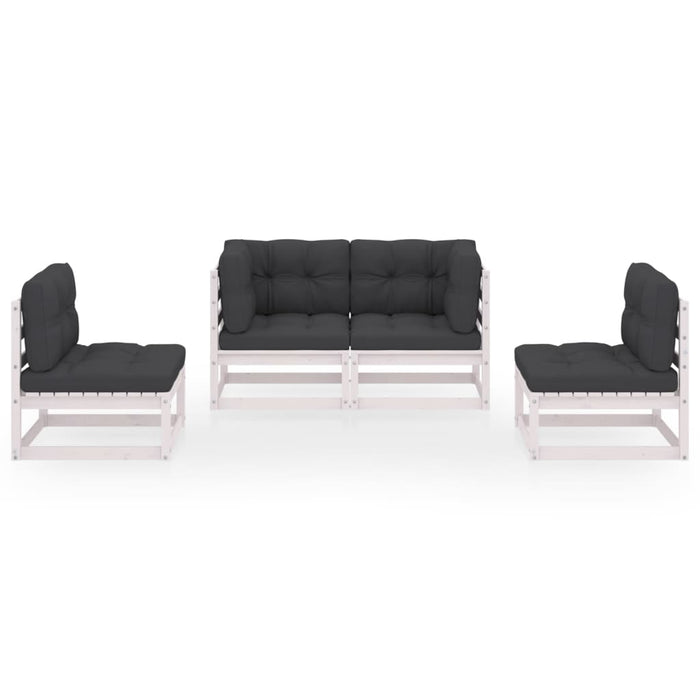 Set mobilier de grădină cu perne, 4 piese, lemn masiv de pin WALTI