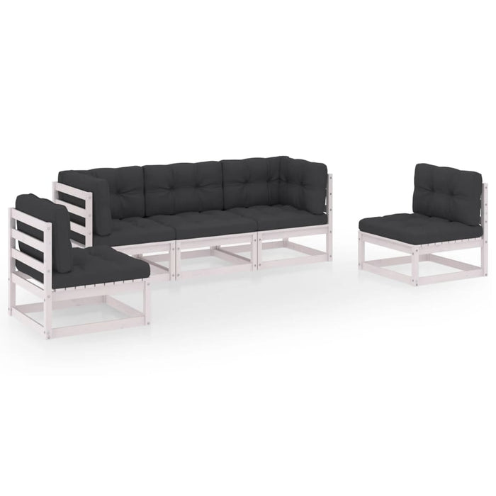 Set mobilier de grădină cu perne, 5 piese, lemn masiv de pin WALTI