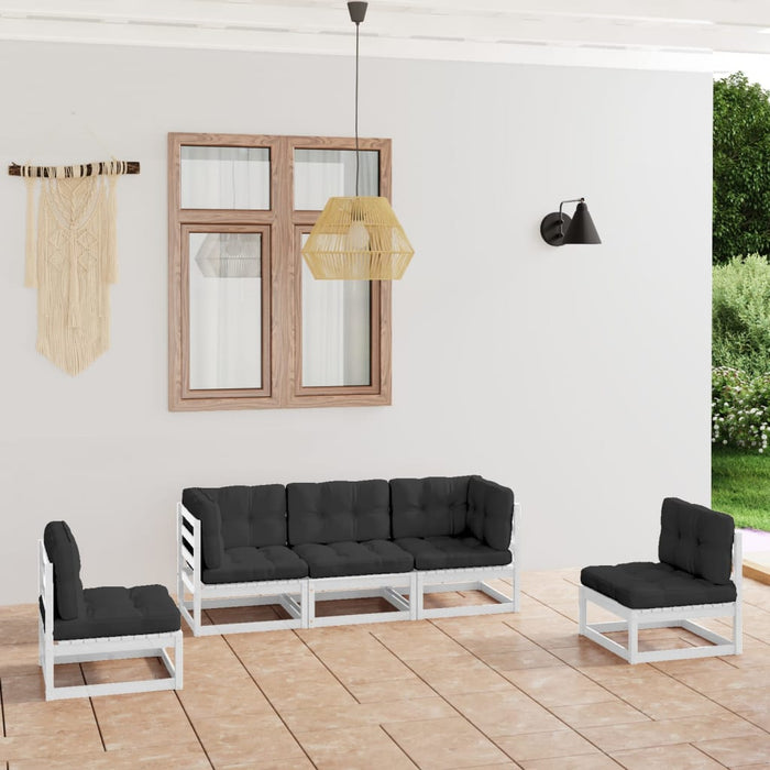 Set mobilier de grădină cu perne, 5 piese, lemn masiv de pin WALTI
