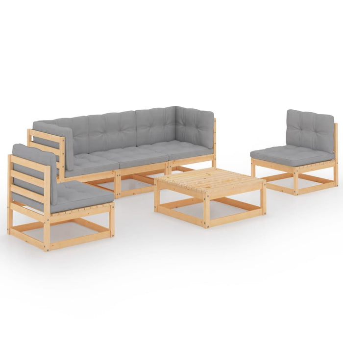 Set mobilier de grădină cu perne, 6 piese, lemn masiv de pin - WALTI WALTI