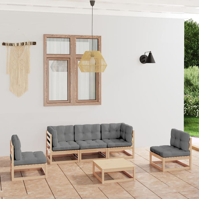 Set mobilier de grădină cu perne, 6 piese, lemn masiv de pin - WALTI WALTI