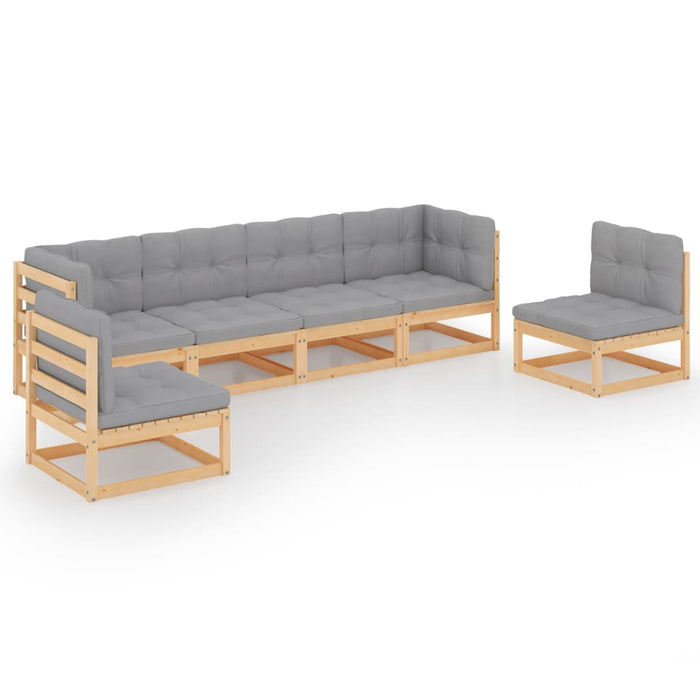 Set mobilier de grădină cu perne, 6 piese, lemn masiv de pin WALTI