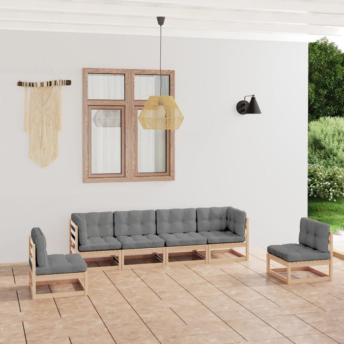 Set mobilier de grădină cu perne, 6 piese, lemn masiv de pin WALTI