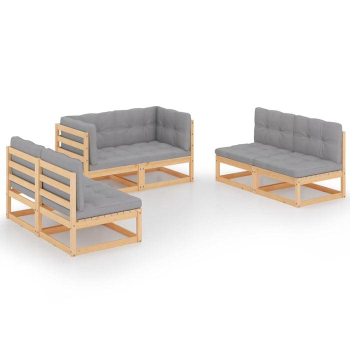 Set mobilier de grădină cu perne, 6 piese, lemn masiv de pin - WALTI WALTI