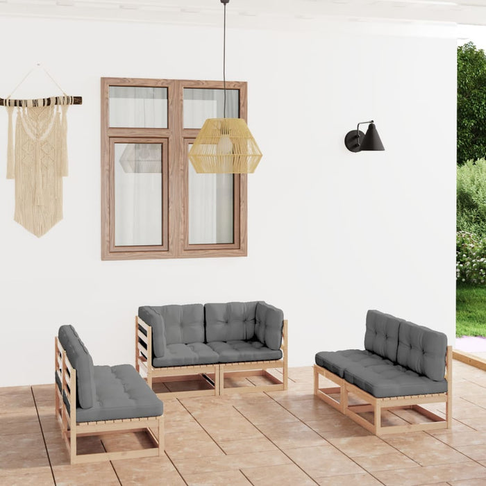 Set mobilier de grădină cu perne, 6 piese, lemn masiv de pin - WALTI WALTI