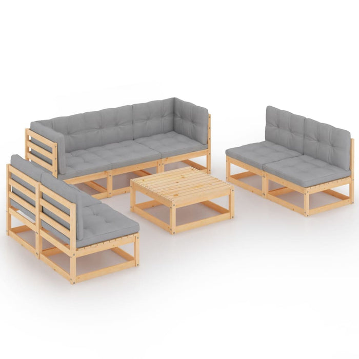 Set mobilier de grădină cu perne, 8 piese, lemn masiv de pin WALTI