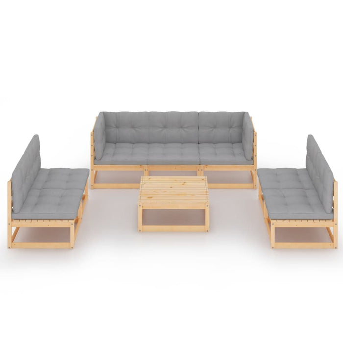Set mobilier de grădină cu perne, 8 piese, lemn masiv de pin WALTI