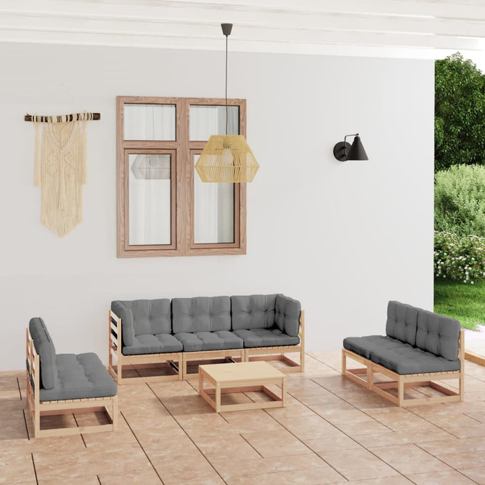 Set mobilier de grădină cu perne, 8 piese, lemn masiv de pin WALTI