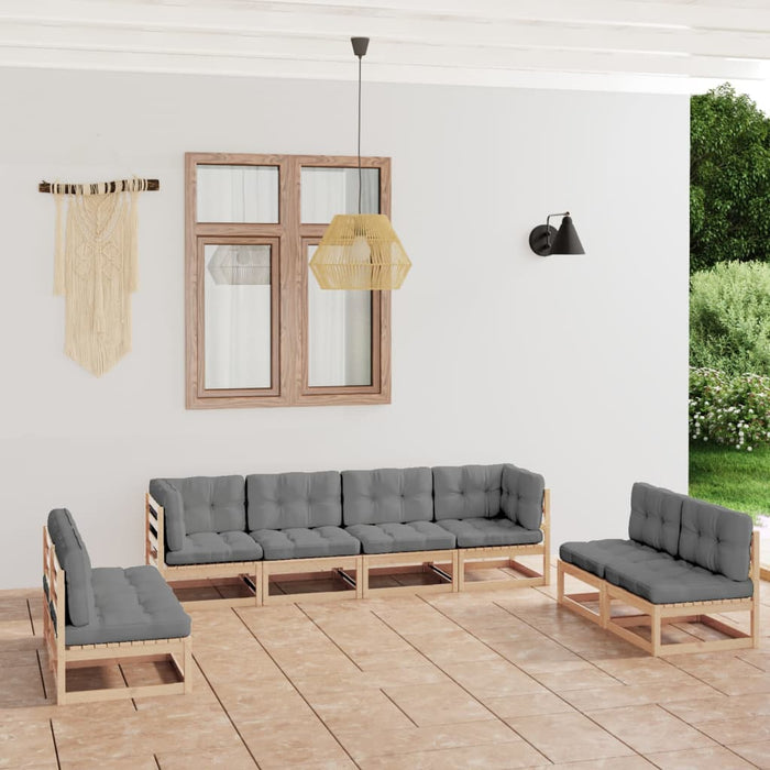 Set mobilier de grădină cu perne, 8 piese, lemn masiv de pin WALTI