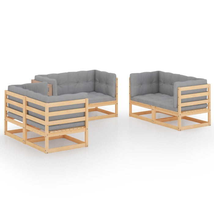 Set mobilier de grădină cu perne, 6 piese, lemn masiv de pin WALTI