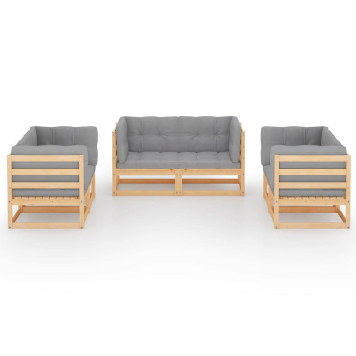 Set mobilier de grădină cu perne, 6 piese, lemn masiv de pin WALTI