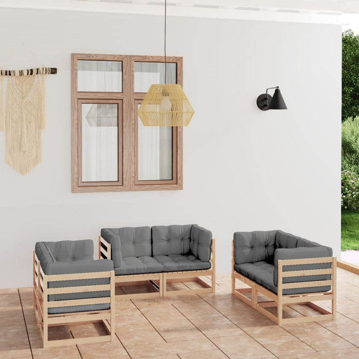 Set mobilier de grădină cu perne, 6 piese, lemn masiv de pin WALTI