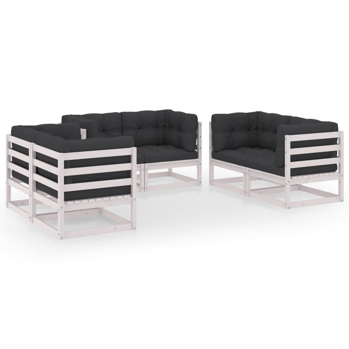 Set mobilier de grădină cu perne, 6 piese, lemn masiv de pin WALTI