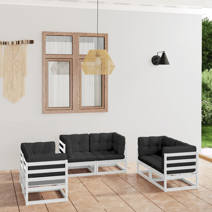 Set mobilier de grădină cu perne, 6 piese, lemn masiv de pin WALTI