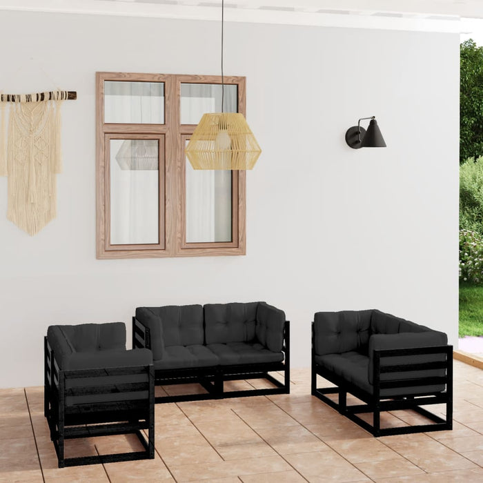 Set mobilier de grădină cu perne, 6 piese, lemn masiv de pin WALTI