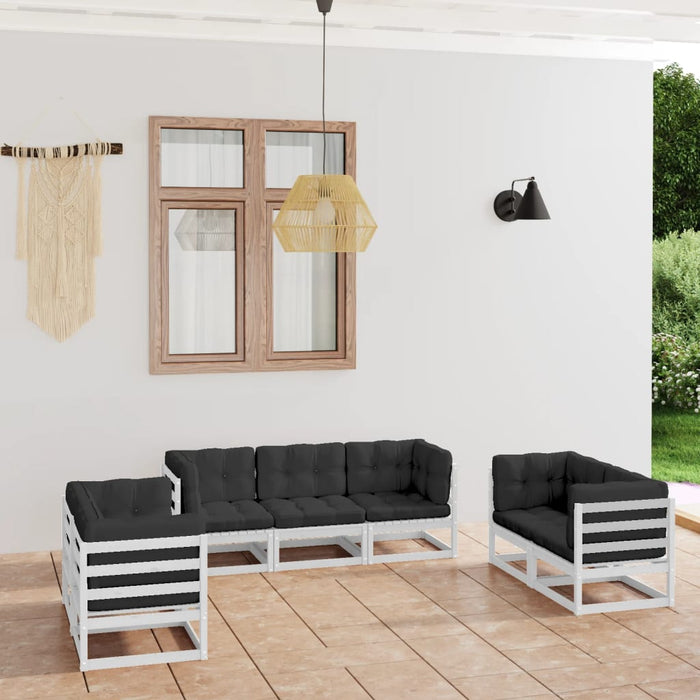 Set mobilier de grădină cu perne, 7 piese, lemn masiv de pin WALTI