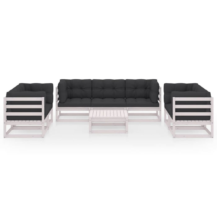 Set mobilier de grădină cu perne, 8 piese, lemn masiv de pin WALTI