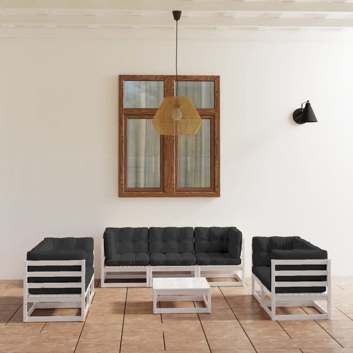 Set mobilier de grădină cu perne, 8 piese, lemn masiv de pin WALTI