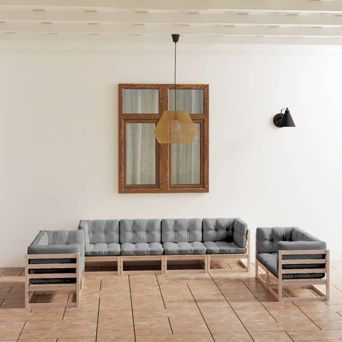 Set mobilier de grădină cu perne, 8 piese, lemn masiv de pin WALTI