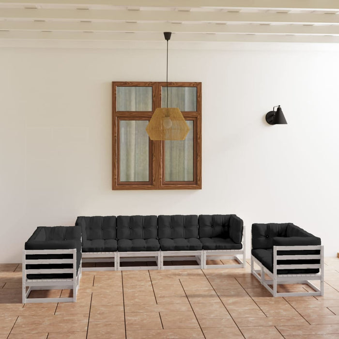 Set mobilier de grădină cu perne, 8 piese, lemn masiv de pin WALTI