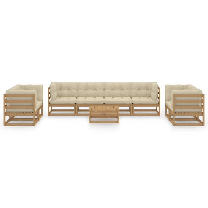 Set mobilier de grădină cu perne, 9 piese, lemn masiv pin WALTI