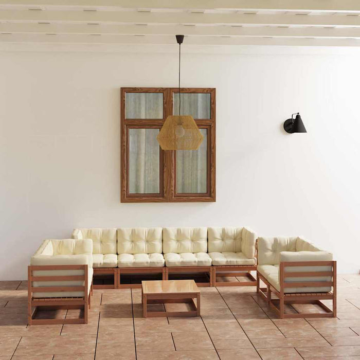 Set mobilier de grădină cu perne, 9 piese, lemn masiv pin WALTI