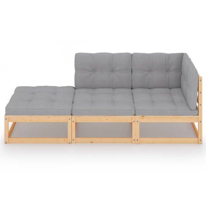 Set mobilier grădină cu perne, 3 piese, lemn masiv de pin WALTI