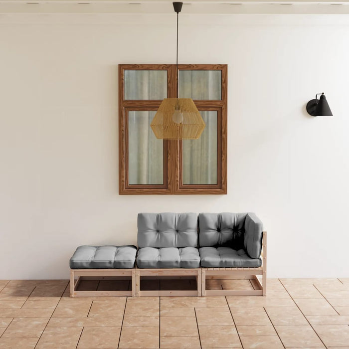 Set mobilier grădină cu perne, 3 piese, lemn masiv de pin WALTI