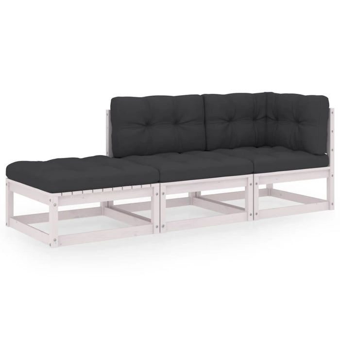 Set mobilier de grădină cu perne, 3 piese, lemn masiv de pin WALTI