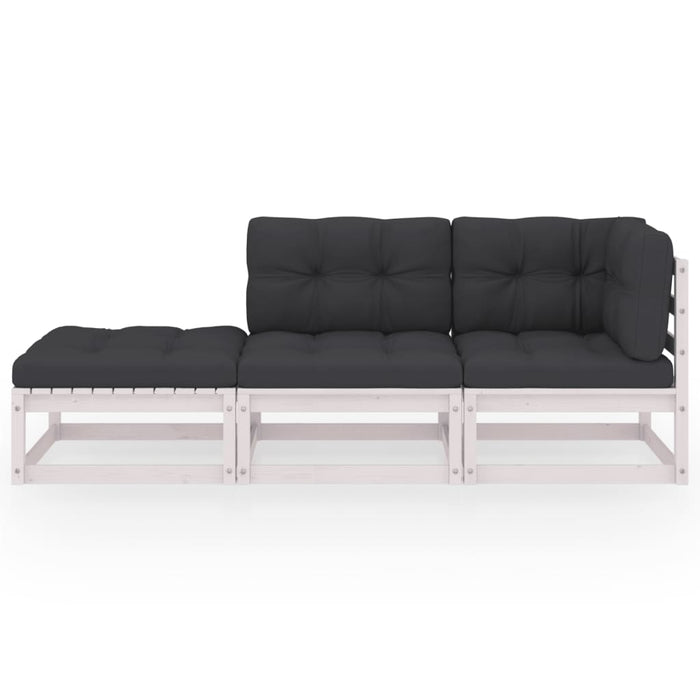 Set mobilier de grădină cu perne, 3 piese, lemn masiv de pin WALTI