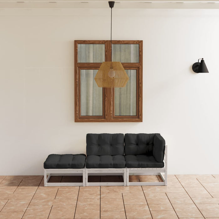Set mobilier de grădină cu perne, 3 piese, lemn masiv de pin WALTI