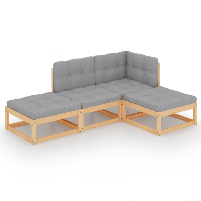 Set mobilier de grădină cu perne, 4 piese, lemn masiv de pin WALTI