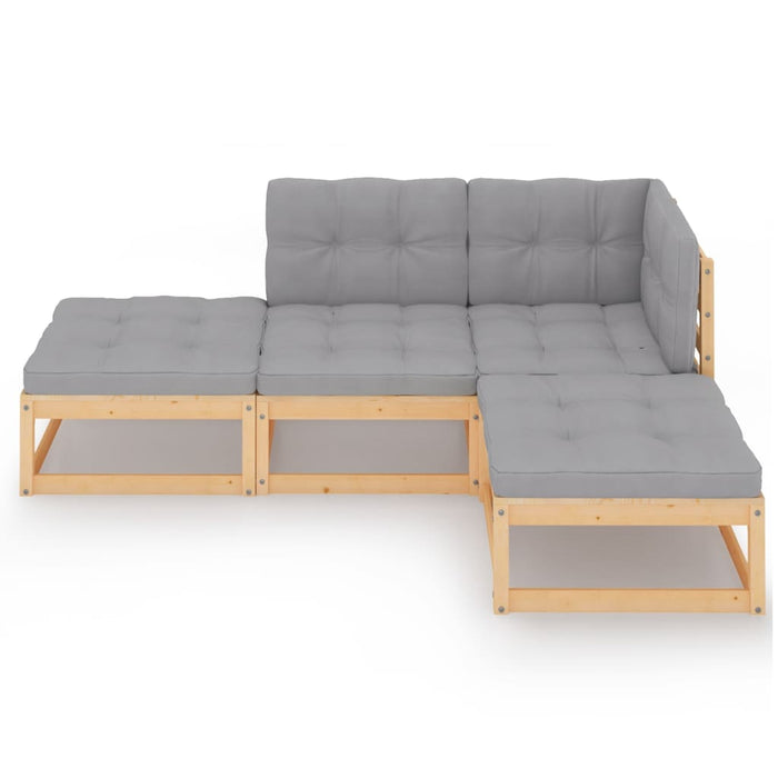 Set mobilier de grădină cu perne, 4 piese, lemn masiv de pin WALTI