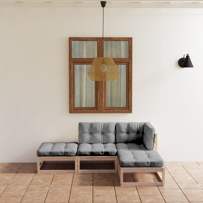 Set mobilier de grădină cu perne, 4 piese, lemn masiv de pin WALTI