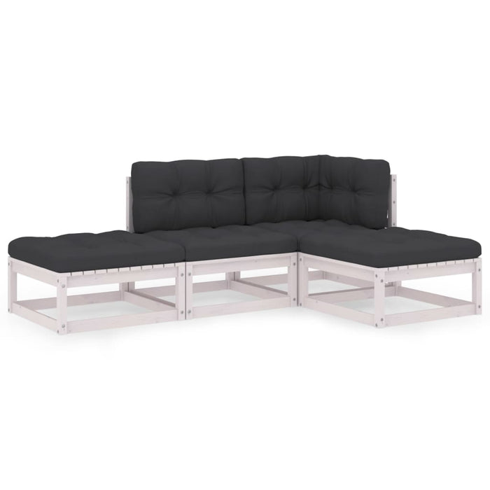 Set mobilier de grădină cu perne, 4 piese, lemn masiv de pin - WALTI WALTI
