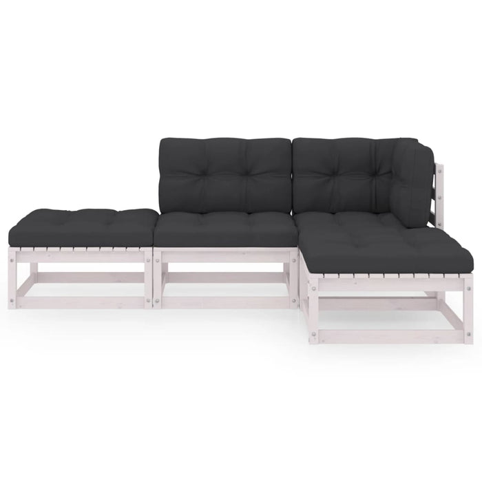 Set mobilier de grădină cu perne, 4 piese, lemn masiv de pin - WALTI WALTI