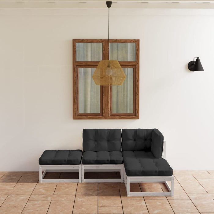Set mobilier de grădină cu perne, 4 piese, lemn masiv de pin - WALTI WALTI