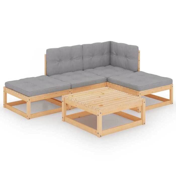 Set mobilier de grădină cu perne, 5 piese, lemn masiv de pin WALTI