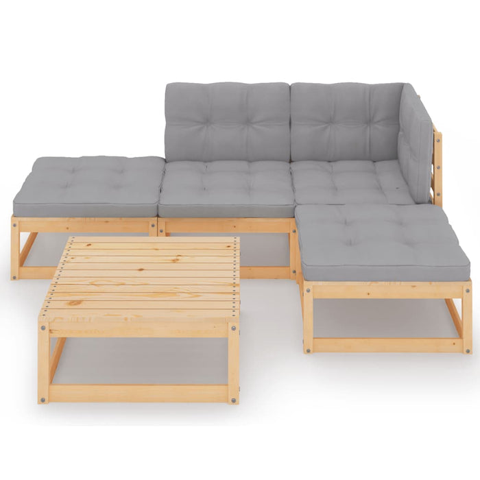 Set mobilier de grădină cu perne, 5 piese, lemn masiv de pin WALTI