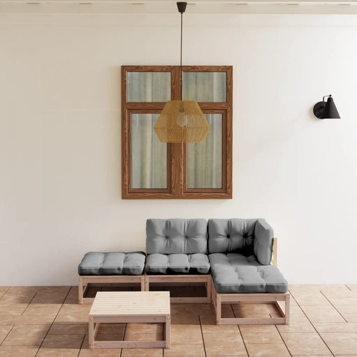 Set mobilier de grădină cu perne, 5 piese, lemn masiv de pin - WALTI WALTI